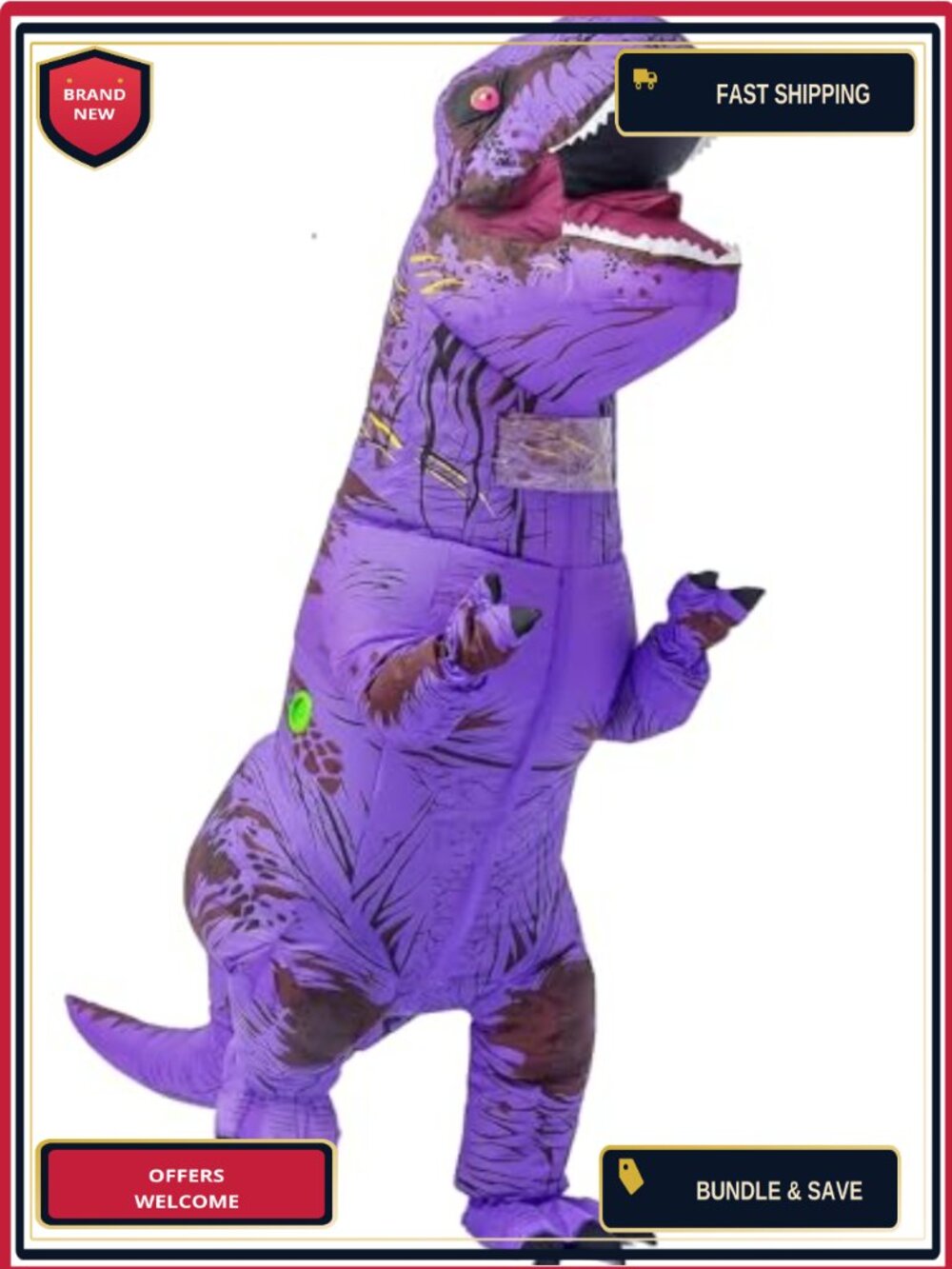 Adult Inflatable Dinosaur Costume Blow Up T-Rex Full Body Suit Halloween